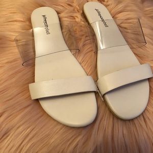Brand new Jeffrey Campbell white Sandals with Clear Straps - Minimalist & Trendy